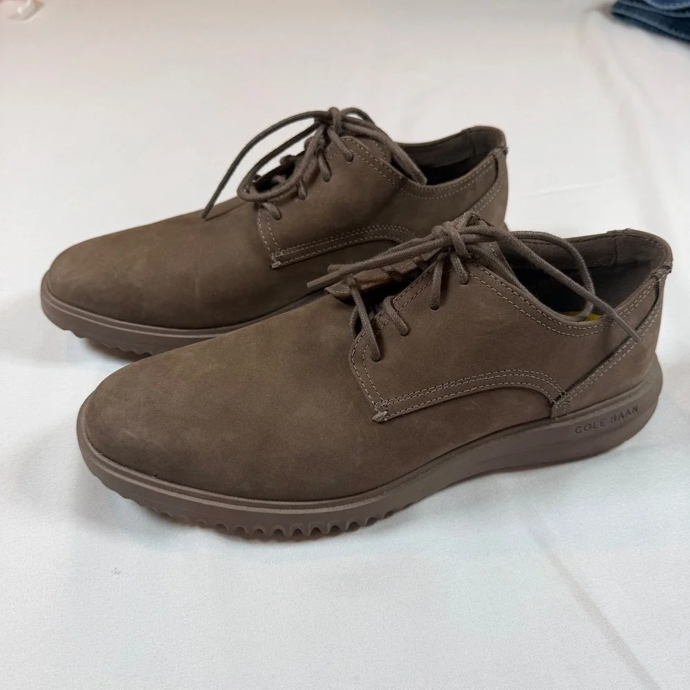 Cole Haan Grand Plus Taupe/Brown Nubuck Oxford Shoes Mens C34383 Casual‎ Dress